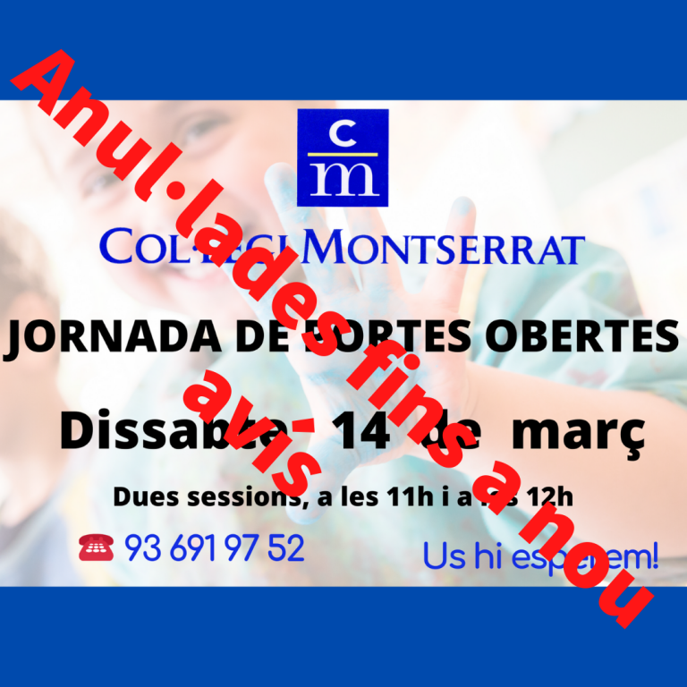 Anul·lació Jornada de Portes Obertes