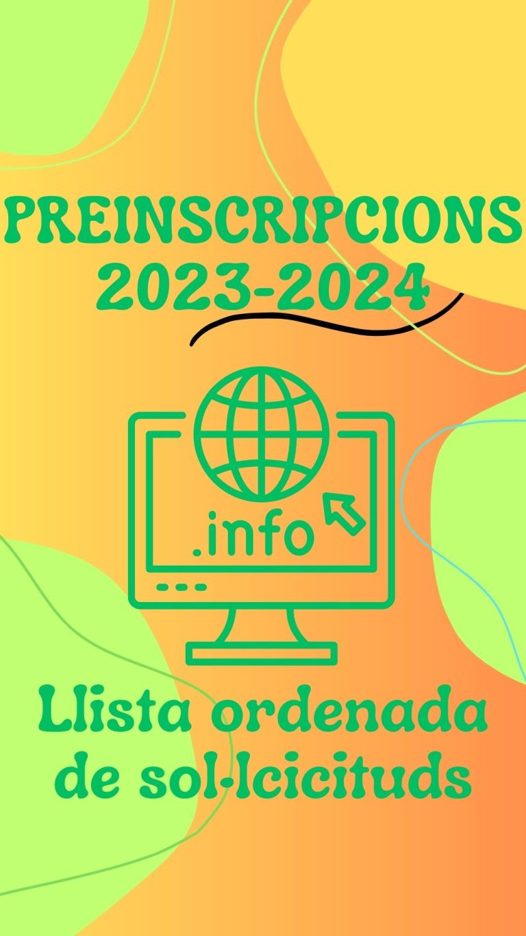 PREINSCRIPCIONS 23-24 – LLISTA ORDENADA DE SOL·LICITUDS