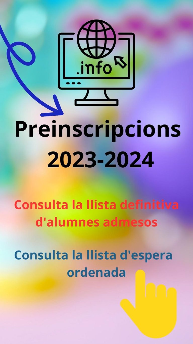 PREINSCRIPCIONS 23-24 – LLISTA DEFINITIVA I LLISTA D’ESPERA