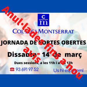 Anul·lació Jornada de Portes Obertes