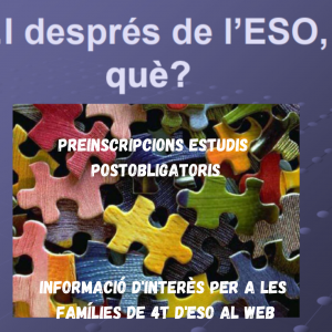 Informació per a les famílies de 4t d’ESO